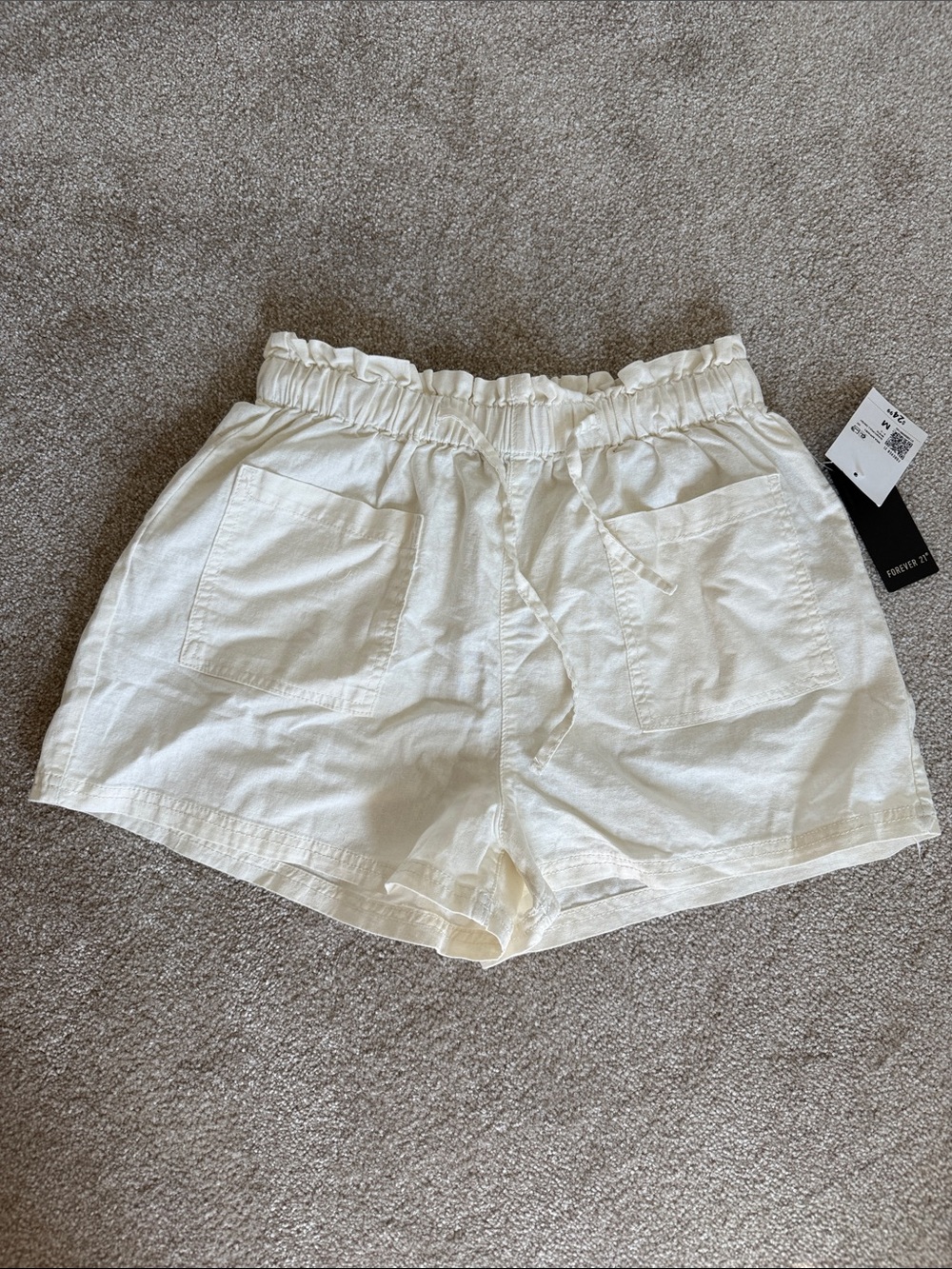 NWT Forever 21 Linen Blend Paperbag Shorts M